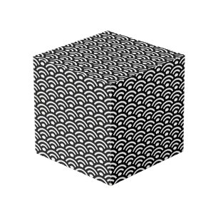 Cube Photo Seigaiha, Vagues, Japonais, Noir et Blanc