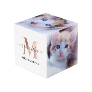 Cube Photo Signature Rose Gold M Monogramme Photographe Logo