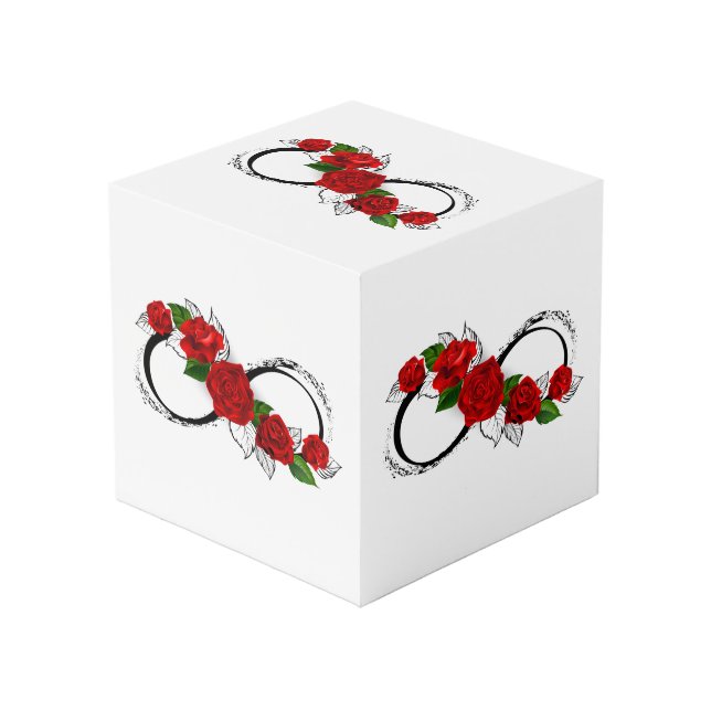 Cube Photo Symbole d'infini avec les roses rouges (Angle devant)