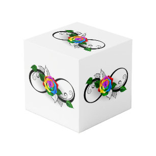 Cube Photo Symbole d'infini avec Rose arc-en-ciel