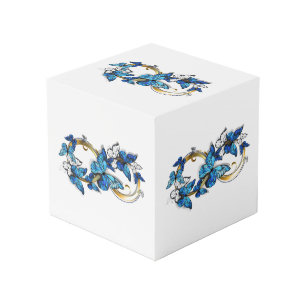Cube Photo Symbole infini de papillons Morpho bleus