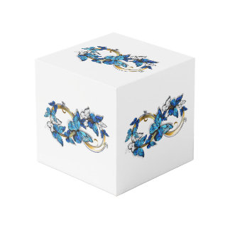 Cube Photo Symbole infini de papillons Morpho bleus