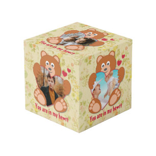 Cube Photo Teddy Bear Holding Heart Photo Saint-Valentin