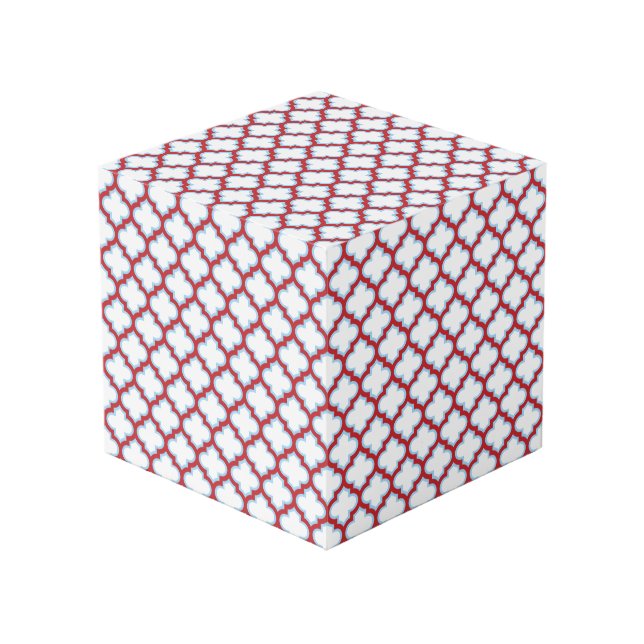 Cube Photo Trellis blanc et rouge, treillis, Quatrefoil (Angle devant)