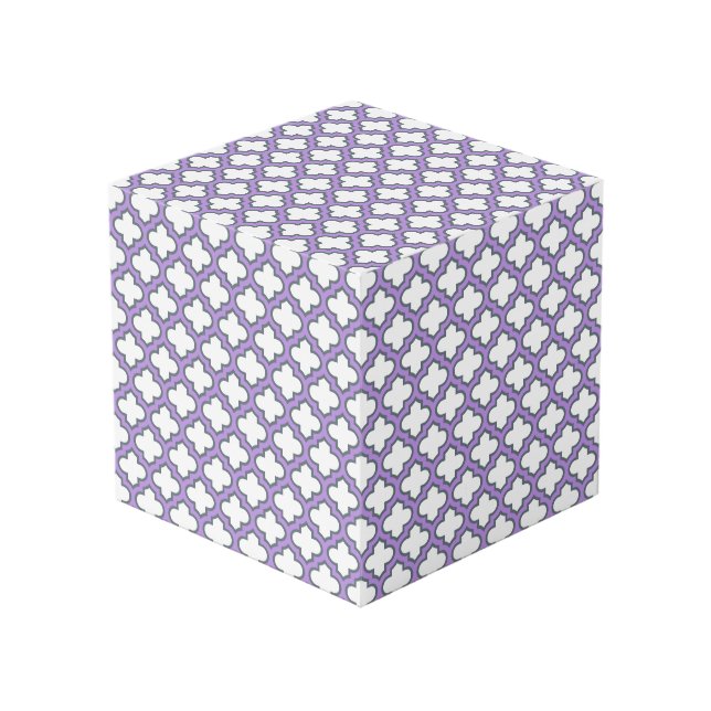 Cube Photo Trellis blanc et violet, treillis, Quatrefoil (Angle devant)