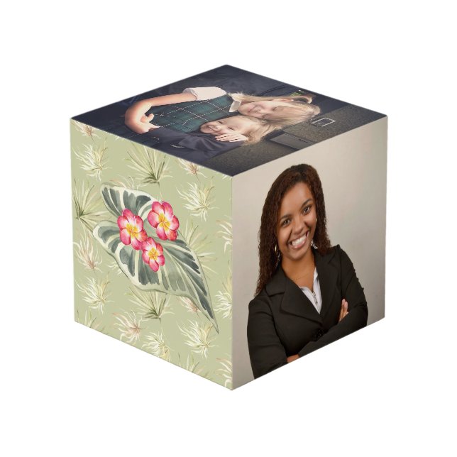 Cube Photo Tri-couleur pâle avec photos (Angle devant)