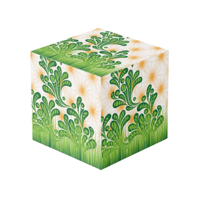 Cube Photo Un motif artistique vert et or représentant un arb (Angle devant)