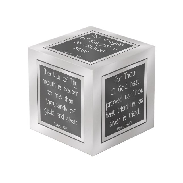 Cube Photo Versets bibliques sur l'argent (Angle devant)