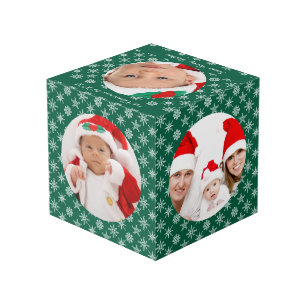 Cube Photo Vos Photos Rondes Santa Baby Vert & Flocons de Nei