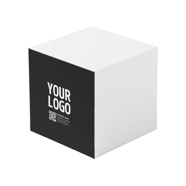 Cube Photo Votre logo avec code QR et texte modifiables  (Angle devant)