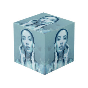 Cube Photo "Woman in Blue" Premium Canvas