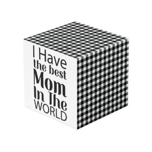 Cube Photo Worlds Best Mom Élégant noir et blanc Script