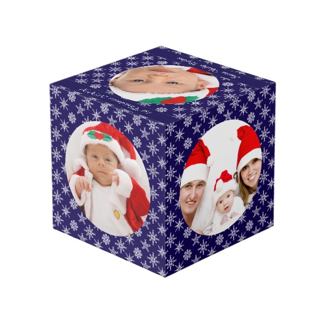 Cube Photo Your Round Photos Santa Baby Blue & Snowflakes (Angle arrière)