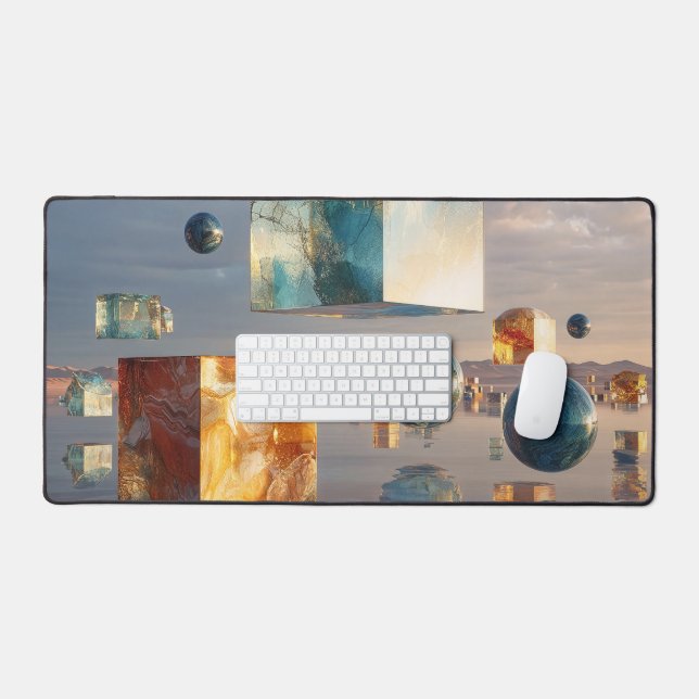 Cubes et sphères flottants surréalistes (Clavier et souris)