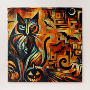 Cubisme Halloween Chat Jigsaw Puzzle
