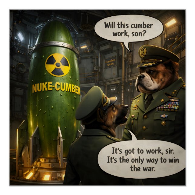 Cucumber the ultimate weapon, funny satire poster (Devant)