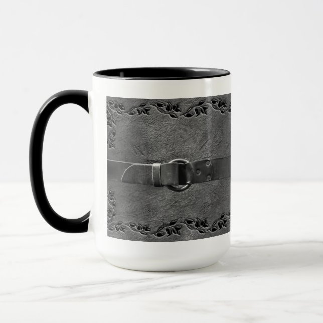 Cuir & Ceinture Mug café gris argent (Gauche)