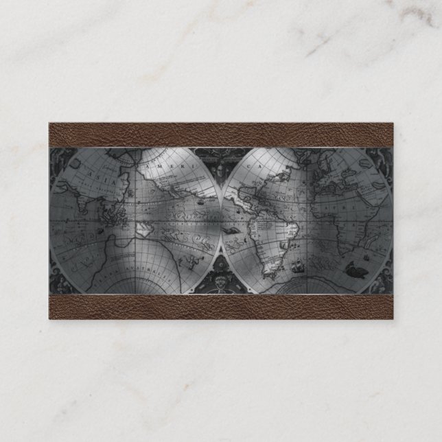 Cuir de brun de globe de carte du monde d'agent de (Devant)