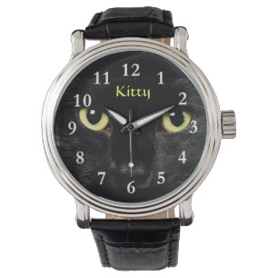 Cuir de cru de noir de montre-bracelet de visage