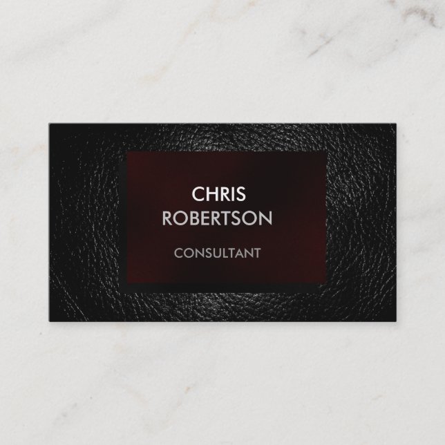 Cuir Gris Simple Carte de Visite Rouge Attrayante (Devant)