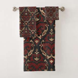 Cuir noir et rouge de motif oriental -