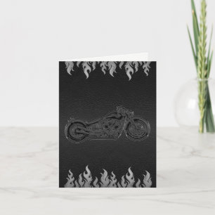 Cuir Noir Flammes Argentées Moto Merci