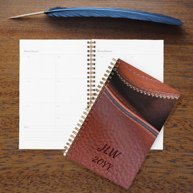 Cuir synthétique marron dézippé avec initiales (Créateur téléchargé)