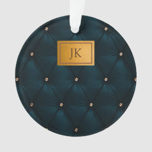 Cuir vert élégant, Diamants, Monogramme