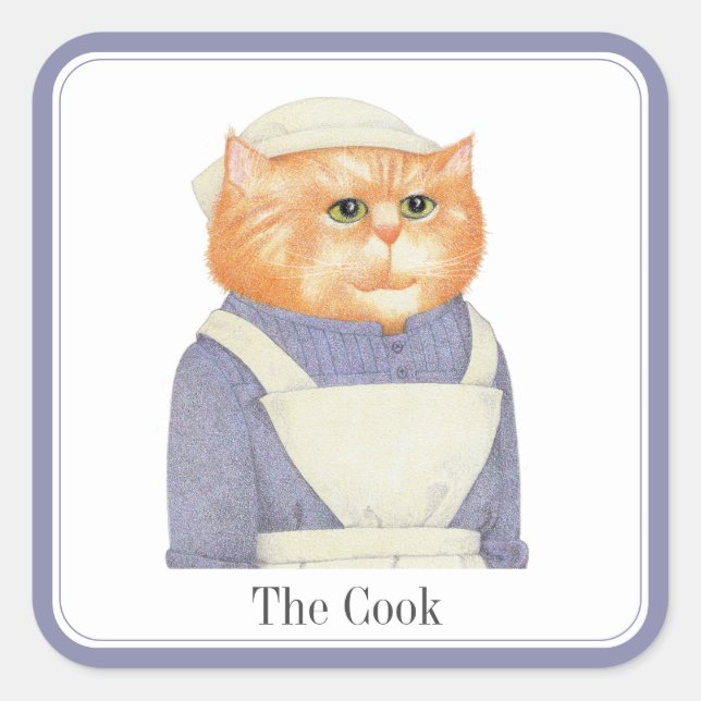 CUIRE CAT Stickers grand Carré + Texte (Devant)