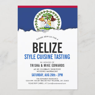 Cuisine À Thème Belize  Invitation blanc du drapea