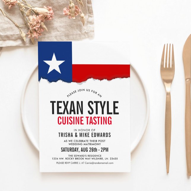 Cuisine à thème du Texas | Invitation du drapeau d (Créateur téléchargé)