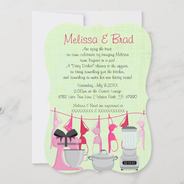 Cuisine amusante Lingerie nuptiale Invitation (Devant)