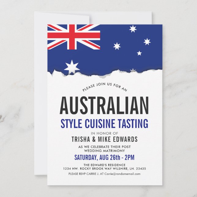 Cuisine australienne| Invitation du drapeau du par (Devant)