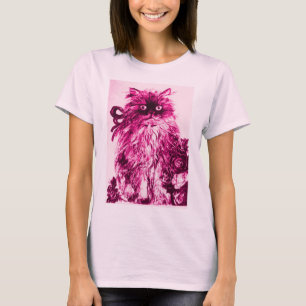 CUISINE AVEC ROSES, T-shirt blanc rose Fuchsia