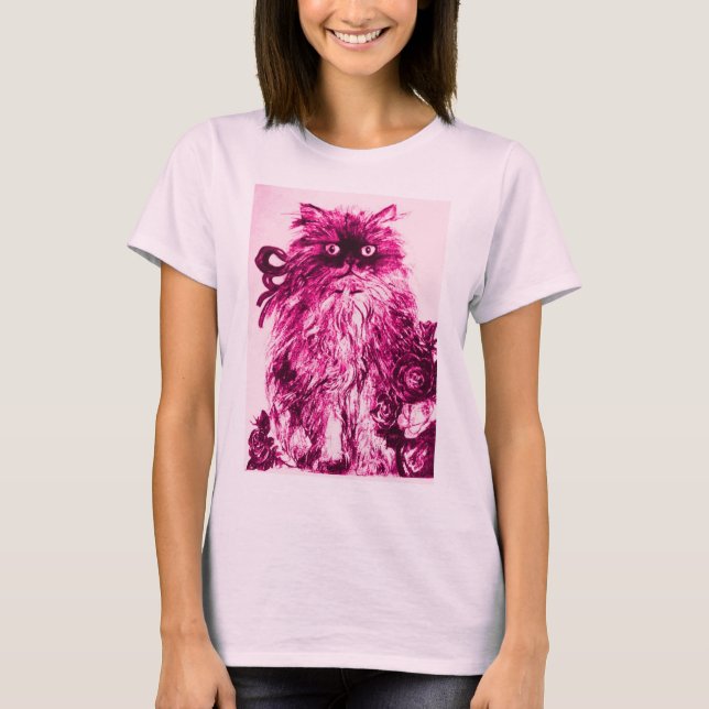 CUISINE AVEC ROSES, T-shirt blanc rose Fuchsia (Devant)
