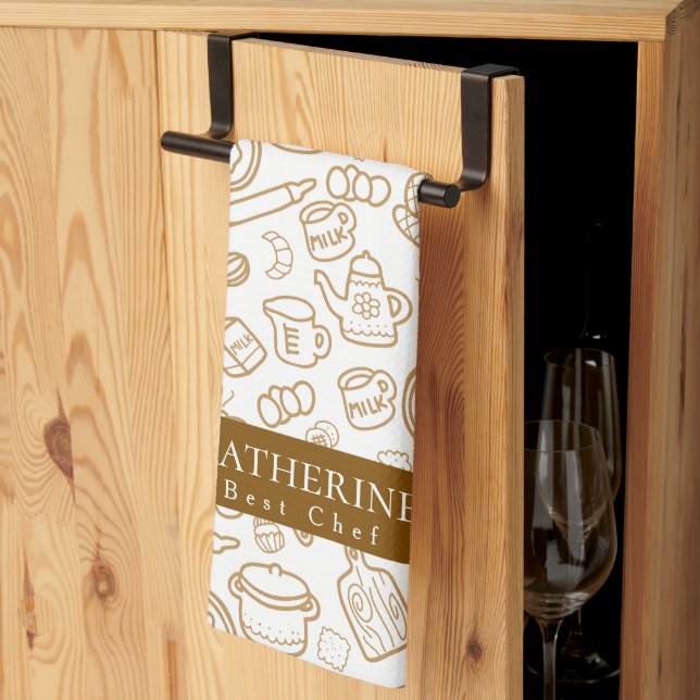 Cuisine Blanc Brown Serviettes de cuisine (Pliage en tiers)