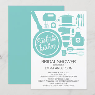 Cuisine Bleue Moderne Invitation de douche nuptial