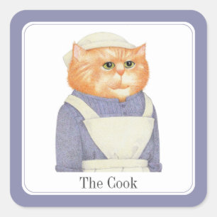 CUISINE CAT Stickers petit Carré + Texte