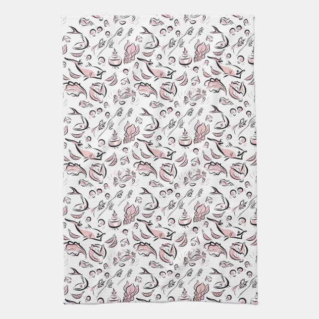 Cuisine chinoise moderne Encre Dessin Serviette de (Vertical)