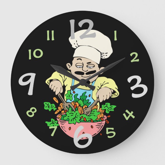 Cuisine Cuisine Mur Horloge Amusante Chef Design (Recto)