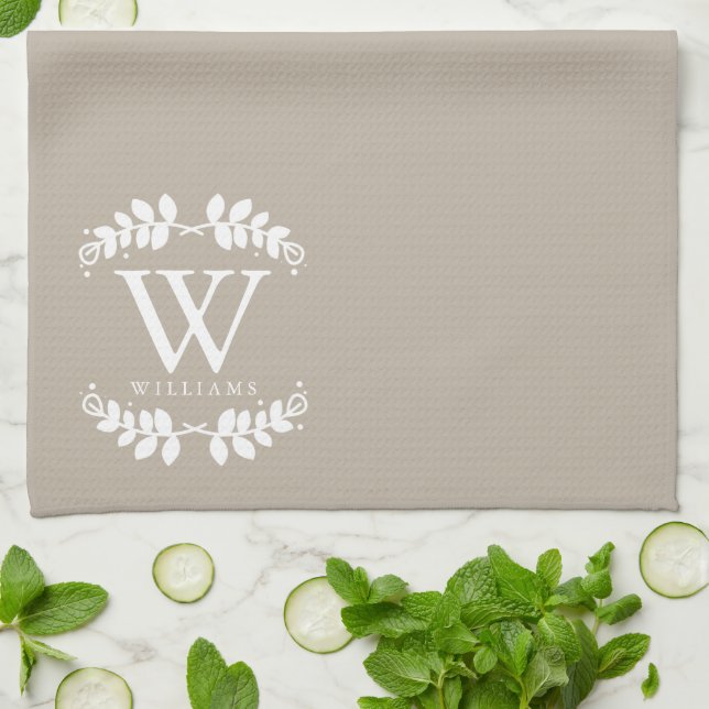 Cuisine Élégant linge de maison Monogramme beige (Plié)