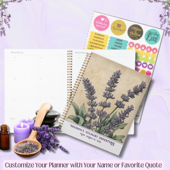Cuisine et recette de plantes aromatiques à la lav (Vintage Lavender Apothecary Planner for Garden Lovers, Chefs or Mother's Day Gifts)