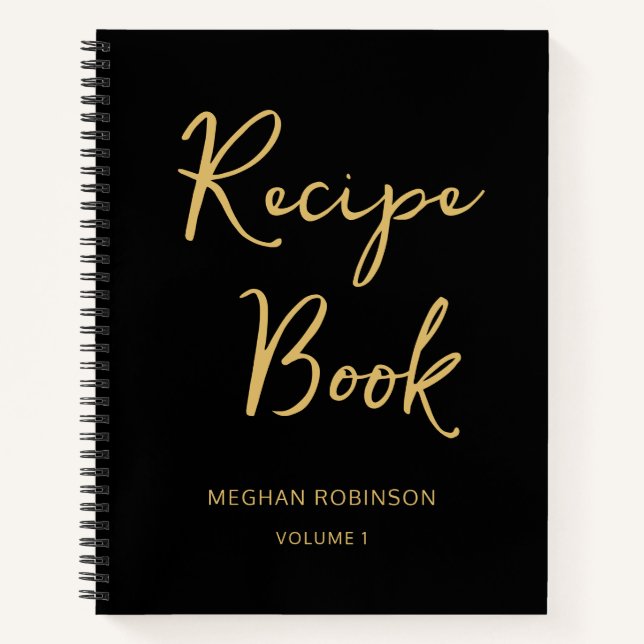Cuisine Féminine Livre de Recettes Noir et Or Note (Devant)