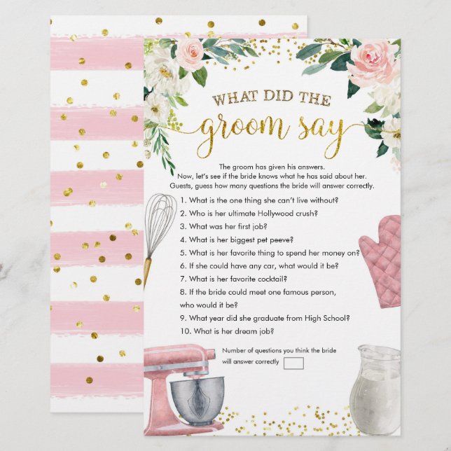 Cuisine Fête des mariées Ce que la chambre dit jeu (Devant / Derrière)