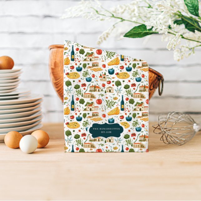 Cuisine Italienne Rustique Monogram Serviette à th (Créateur téléchargé)