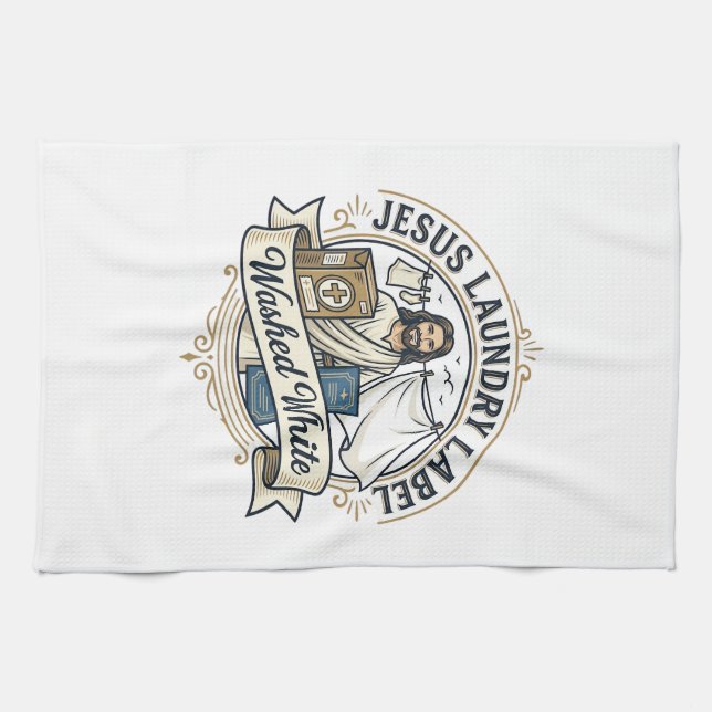 Cuisine Jesus Étiquette De Linge Lavé Blanc Jesus Linge La (Horizontal)