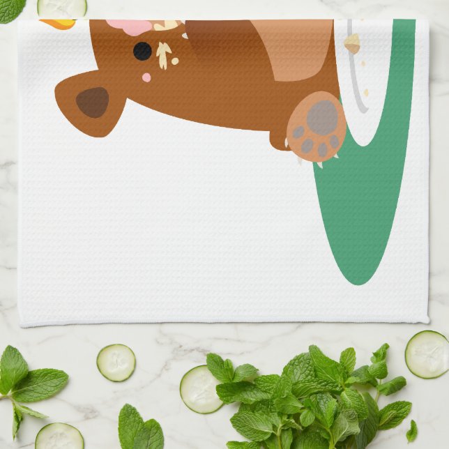 Cuisine Joyeux anniversaire, petit ours ! ! linge de cuisi (Plié)