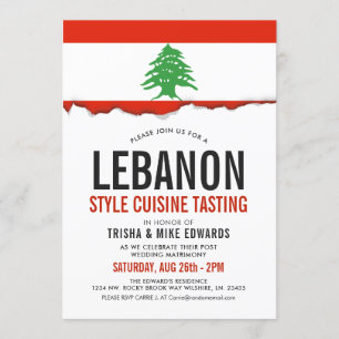 Cuisine libanaise Invitation blanc du drapeau du