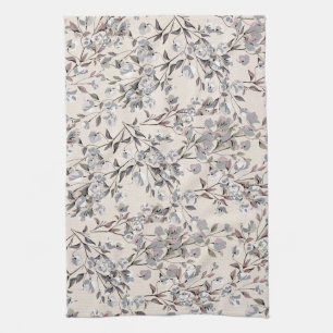 Cuisine Linge de lit beige et motifs floraux gris élégan