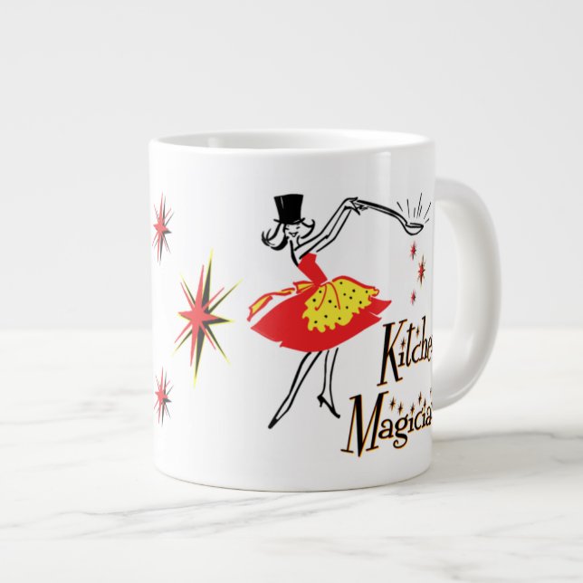 Cuisine Magicien Rétro Art Jumbo Mug (Devant droit)